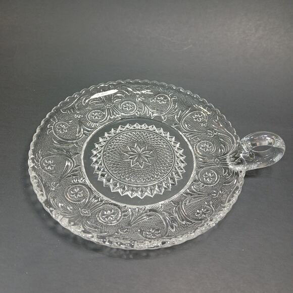 Vtg Duncan & Miller Clear Sandwich Pattern Sawtooth Mint Dish Relish Plate - Picture 2 of 8